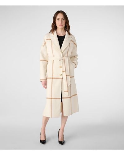Karl Lagerfeld | Women's Double Face Oversized Plaid Maxi Coat | Beige | Size Xl - Natural