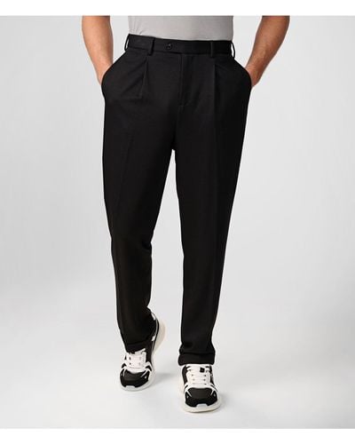 Karl Lagerfeld | Men's Side Buckle Pleated Pants | Black | Rayon/nylon