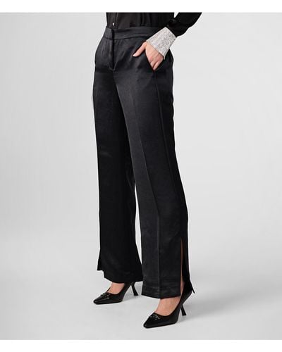 Karl Lagerfeld | Women's Hammered Satin Wide Leg Pants | Black | Size Xs