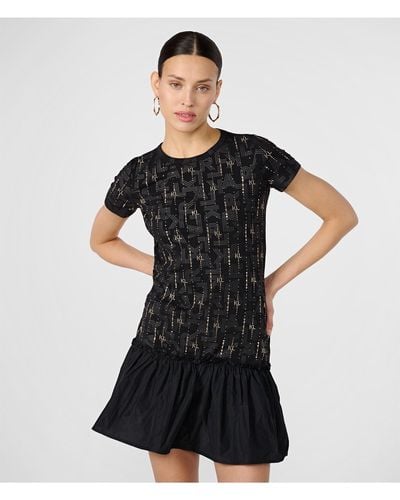 Karl Lagerfeld | Women's Capsule T Shirt Dress W Tafetta Skirt | Black | Size Xs