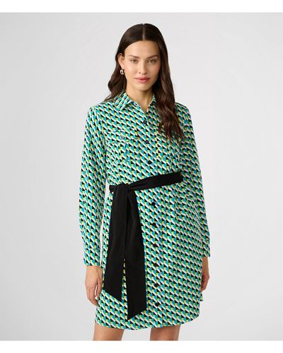Karl Lagerfeld | Women's Printed Silky Crepe Shirt Dress | Kelly Green | Size Xs