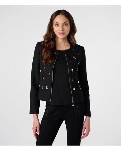 Karl Lagerfeld | Women's Zip Up Tweed Jacket | Black | Size 2