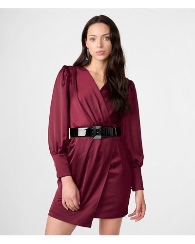 Karl Lagerfeld | Women's Belted Short Wrap Dress | Port Wine Red