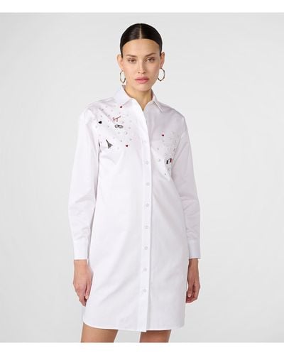 Karl Lagerfeld | Women's K-pin Shirt Dress | White | Cotton Poplin | Size 2xs
