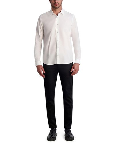 Karl Lagerfeld | Men's Tonal Dot Snap-up Shirt | White | Size Xs