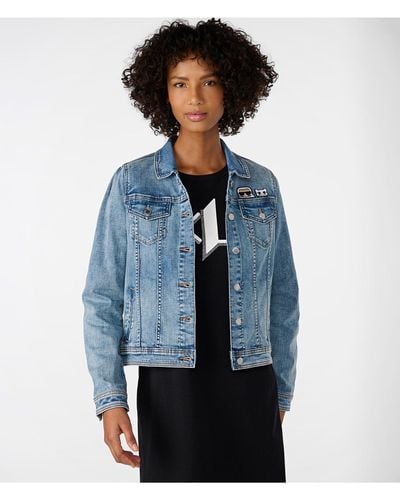 Karl Lagerfeld | Women's Peking Karl Patch Denim Jacket | Bluestar | Cotton/spandex | Size 2xs