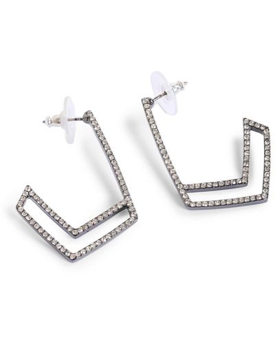 Karl Lagerfeld | Women's Crystal Geometric Hoop Earring | Black/silver - Metallic
