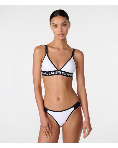 Karl Lagerfeld | Women's Adrienne Triangle Bikini Top | Soft White | Polyester/spandex | Size Xs - Multicolor