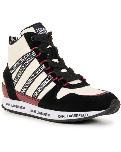 Karl Lagerfeld | Women's Isabelle Logo Tape High Top Sneakers | Ivory Yellow - Black