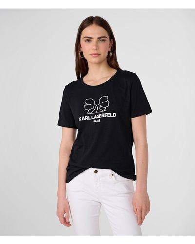 Karl Lagerfeld | Women's Double Karl Head T-shirt | Black | Cotton/spandex | Size Small