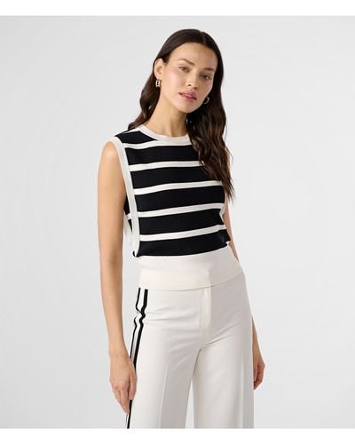 Karl Lagerfeld | Women's Striped Pullover Sweater Vest | Black/soft White | Size Small
