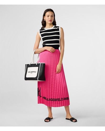 Karl Lagerfeld | Women's Logo Pleated Maxi Skirt | Fuchsia Pink | Size 2xs