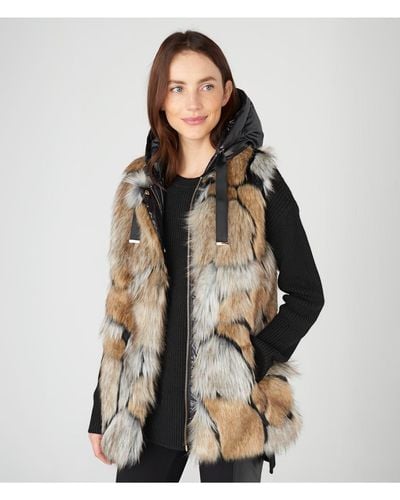 Karl Lagerfeld | Women's Faux Fur Fox Vest | Taupe/black | Size Small