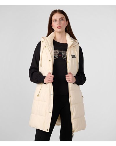 Karl Lagerfeld | Women's Long Puffer Vest | Pearl White | Size Xs - Natural
