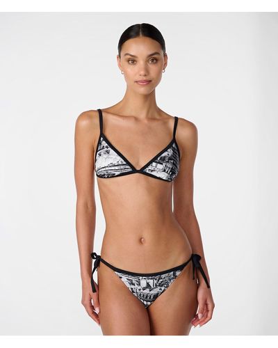 Karl Lagerfeld | Women's Brigitte Triangle Bikini Top | Black/soft White | Polyester/spandex | Size Xs - Multicolor