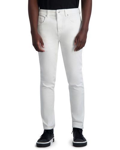 Karl Lagerfeld | Men's 5 Pocket Pants With Side Zipper | White - Black