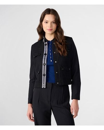 Karl Lagerfeld | Women's Nylon Compression Tweed Jacket | Black | Size Small - Blue