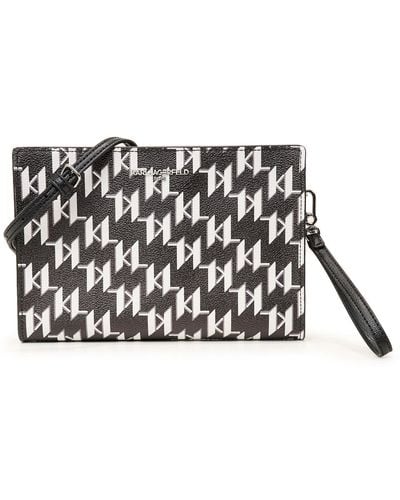 Karl Lagerfeld | Women's House Monogram Wristlet Crossbody Bag | Black/white