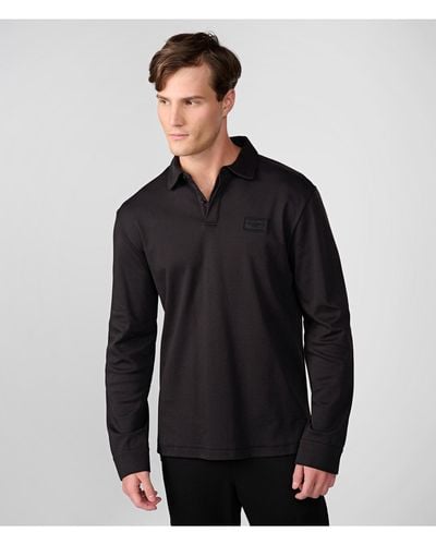 Karl Lagerfeld | Men's Patch Logo Long Sleeve Polo Shirt | Black | Size Xs