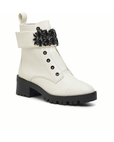 Karl Lagerfeld | Women's Pippa Lace Up Boot | Bone White | Size 5