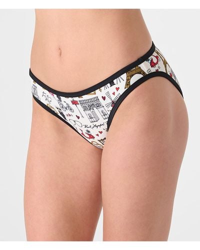Karl Lagerfeld | Women's Lydie Cheeky Bikini Bottoms | Soft White | Polyester/spandex | Size Xs - Black