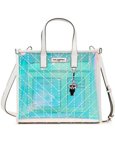 Karl Lagerfeld | Women's Nouveau Iridescent Tote Bag | Clear/white - Blue