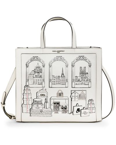 Karl Lagerfeld | Women's Nouveau Boutique Scene Tote Bag | White/black/red