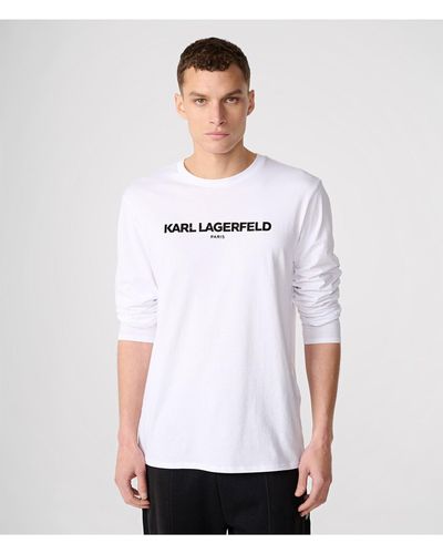 Karl Lagerfeld | Men's Classic Logo Long Sleeve T-shirt | White | Size Xs