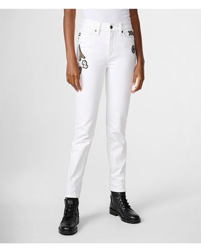 Karl Lagerfeld Patch Straight Leg Jeans - White