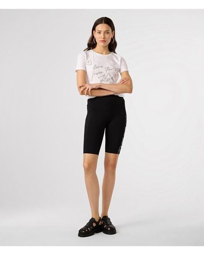 Karl Lagerfeld | Women's Karl Script Bike Shorts | Black | Cotton/spandex | Size 2xs - White
