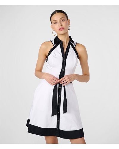Karl Lagerfeld | Women's Sleeveless Poplin Shirt Dress | White/black