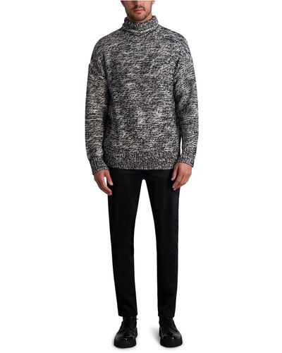 Karl Lagerfeld | Oversized Marl Slub Sweater | Black/white | Size Xs - Gray