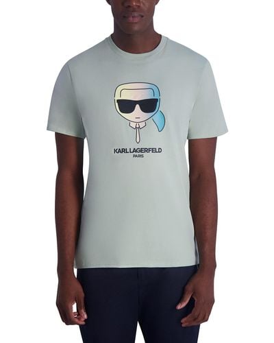 Karl Lagerfeld | Men's Ombre Karl Character T-shirt | Mint Green | Size Xs - Gray