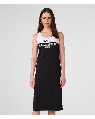 Karl Lagerfeld | Women's Sl Midi Colorblock Dress With Karl Logo | White/black | Size 2xs