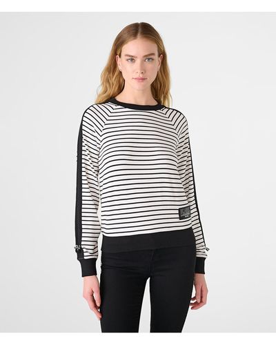 Karl Lagerfeld | Women's Long Sleeve Stripe Top | White/black | Size 2xs