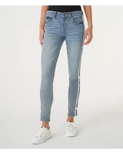 Karl Lagerfeld | Women's Denim Pants With Logo Taping | Indigo Haze Wash | Size 2 - Blue