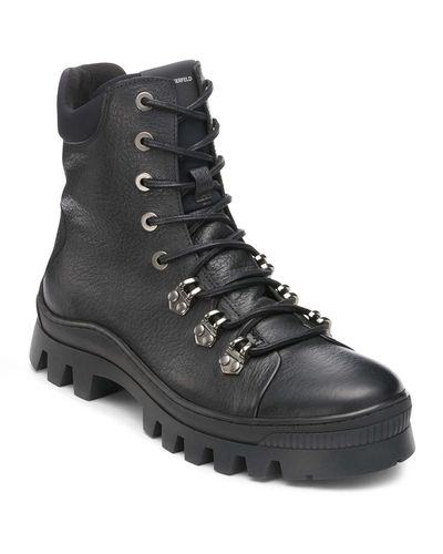 Karl Lagerfeld | Men's Smooth Leather Hiker Boot | Black | Size 9