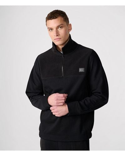 Karl Lagerfeld | Men's Quarter Zip Fleece Pullover | Black | Size Medium