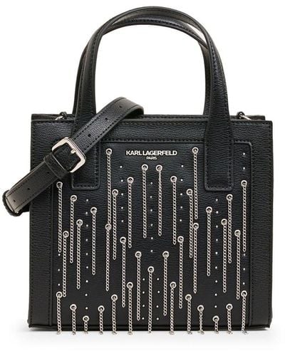 Karl Lagerfeld | Women's Nouveau Grommet Chain Small Tote Bag | Black/silver