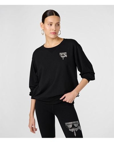 Karl Lagerfeld | Women's Active Karl Head Sweatshirt | Black | Cotton/spandex | Size 2xs