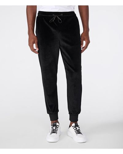 Karl Lagerfeld | Men's Velvet Corduroy Track Pants | Black | Polyester/spandex | Size Large