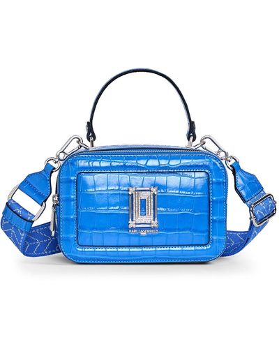 Karl Lagerfeld Simone Small Leather Crossbody Bag - Blue