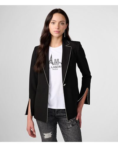Karl Lagerfeld | Women's Rhinestone Trim Jacket | Black