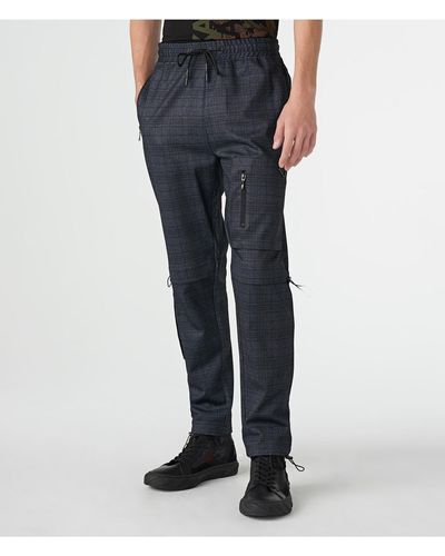 Karl Lagerfeld | Men's Utility Plaid Pants | Gray | Polyester/spandex | Size Medium
