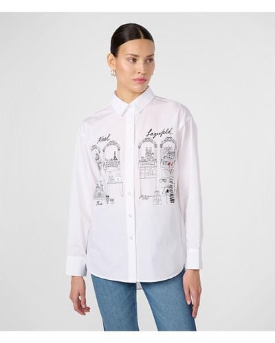 Karl Lagerfeld Shopping Girl Cotton Long-sleeve Shirt - White