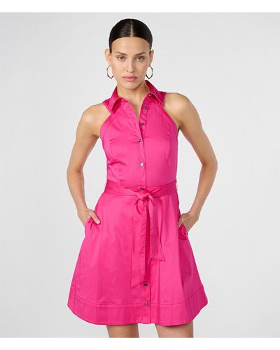 Karl Lagerfeld | Women's Sl Poplin Shirt Dress | Fuchsia Pink