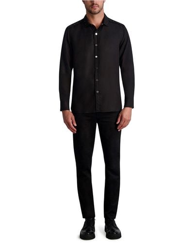 Karl Lagerfeld | Men's Studded Snap-up Shirt | Black | Size Medium