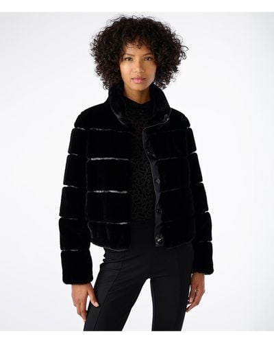 Karl Lagerfeld | Women's Faux Mink Cozy Jacket | Black | Polyester | Size Medium