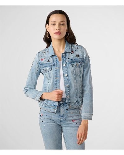 Karl Lagerfeld | Women's Whimsy Pins Denim Jacket | Ice Blue | Cotton/spandex | Size 2xs