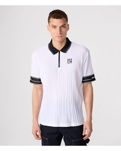 Karl Lagerfeld | Men's Colorblock Nylon Performance Polo Shirt | White | Size 2xl